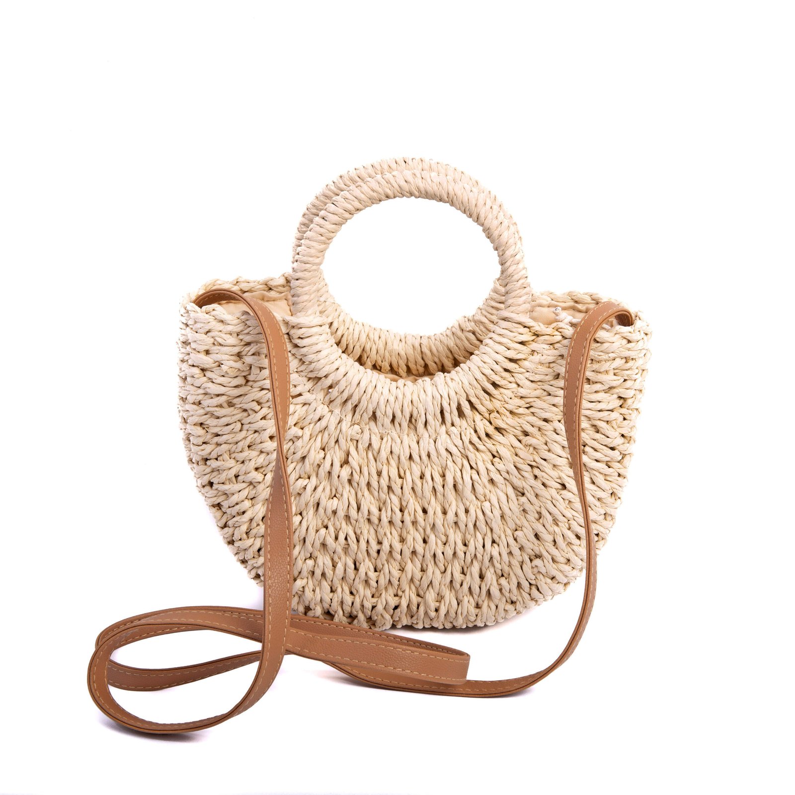 Bolso de paja pequeño con asa y  bandolera