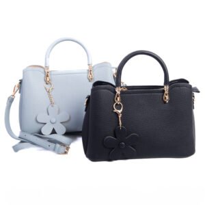 bolsos pe. azul y negro flor Bolso de mano con bandolera elegante con accesorio de flor