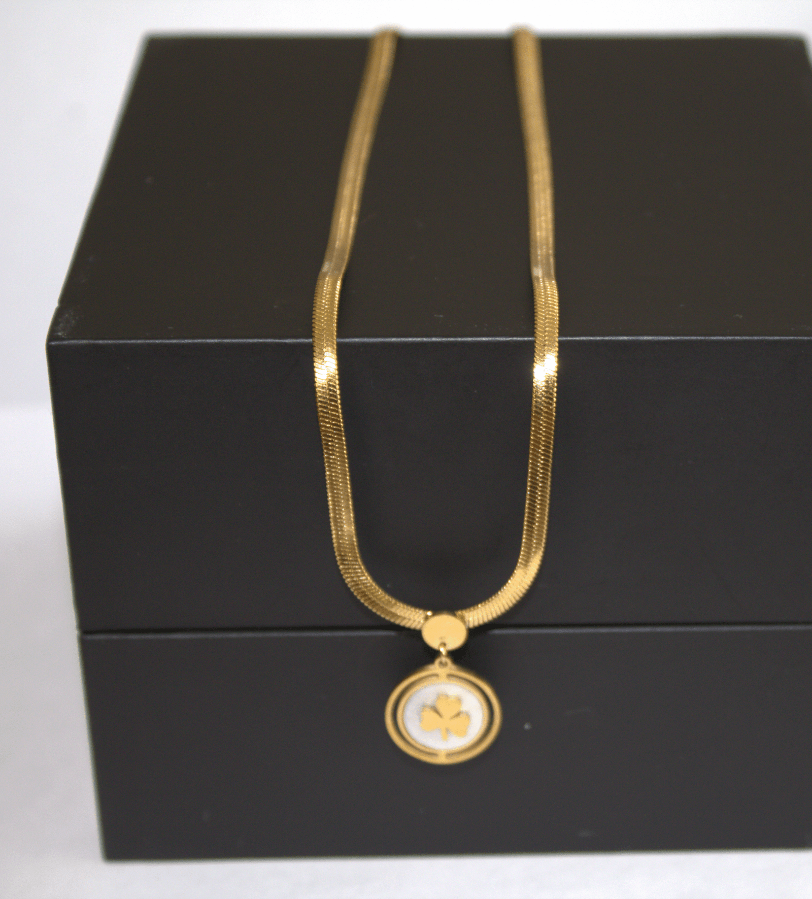 cadena trebol canom Cadena Dorada de Acero Inoxidable con Colgante de Hoja de Trébol