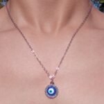 Collar de cadena con colgante de ojo turco redondo