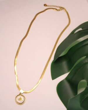 cadena trebol canom Cadena Dorada de Acero Inoxidable con Colgante de Hoja de Trébol