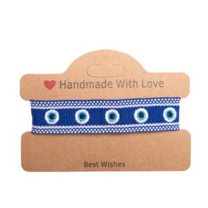 Pulsera de la suerte de tela, con ojo turco.