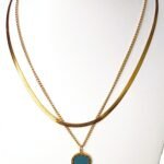 Collar 2 en 1 con colgante redondo de acero inoxidable vintage