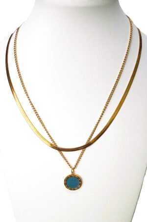 1759675624916 2 Collar 2 en 1 con colgante redondo de acero inoxidable vintage