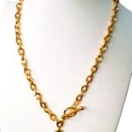 Collar de corazón con cierre OT de acero titanio dorado para mujer