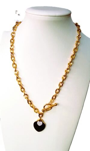 cadena corazon pandora 1 Collar de corazón con cierre OT de acero titanio dorado para mujer